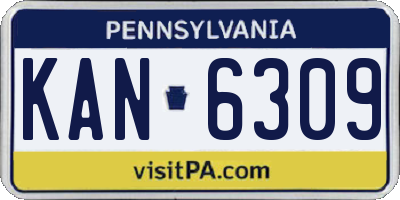 PA license plate KAN6309