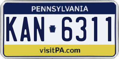 PA license plate KAN6311