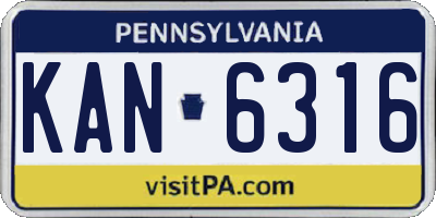 PA license plate KAN6316