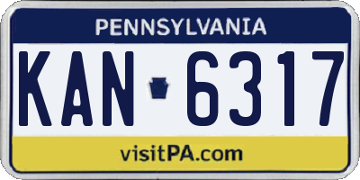 PA license plate KAN6317