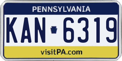 PA license plate KAN6319
