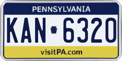 PA license plate KAN6320