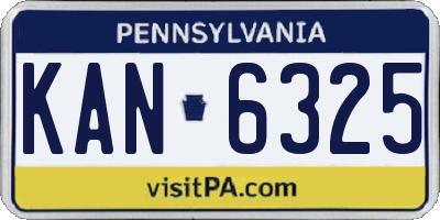 PA license plate KAN6325