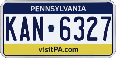 PA license plate KAN6327