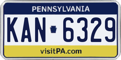 PA license plate KAN6329