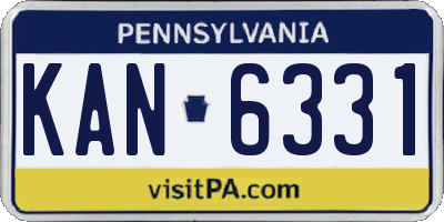 PA license plate KAN6331