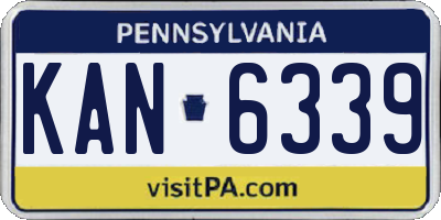 PA license plate KAN6339