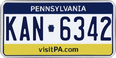 PA license plate KAN6342