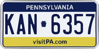 PA license plate KAN6357
