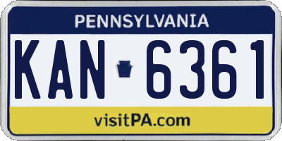 PA license plate KAN6361