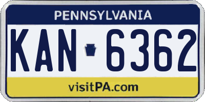 PA license plate KAN6362