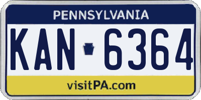 PA license plate KAN6364