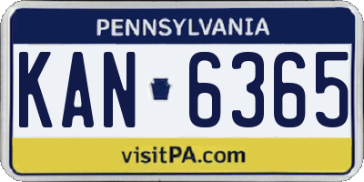 PA license plate KAN6365