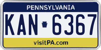 PA license plate KAN6367