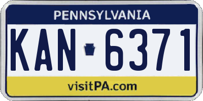 PA license plate KAN6371