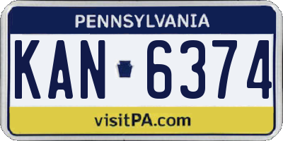PA license plate KAN6374