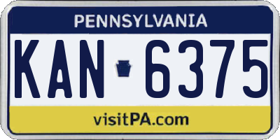 PA license plate KAN6375