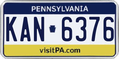 PA license plate KAN6376