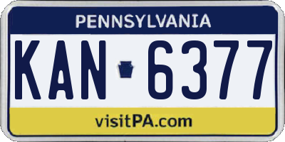 PA license plate KAN6377