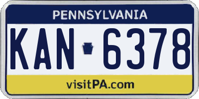 PA license plate KAN6378