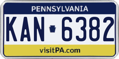 PA license plate KAN6382