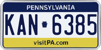 PA license plate KAN6385