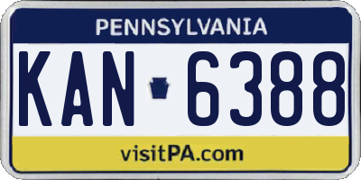 PA license plate KAN6388