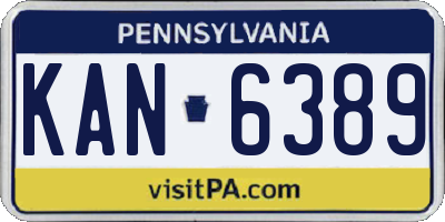 PA license plate KAN6389