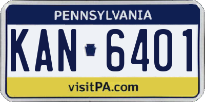PA license plate KAN6401