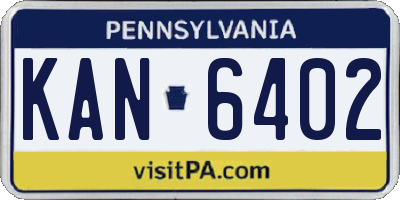 PA license plate KAN6402