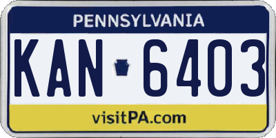 PA license plate KAN6403