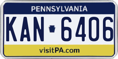PA license plate KAN6406
