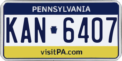 PA license plate KAN6407