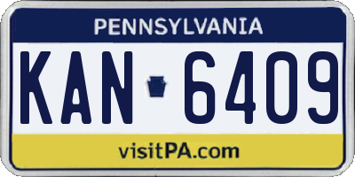 PA license plate KAN6409