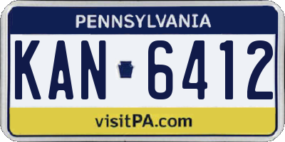 PA license plate KAN6412