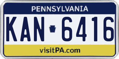PA license plate KAN6416