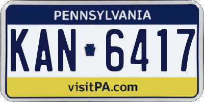 PA license plate KAN6417