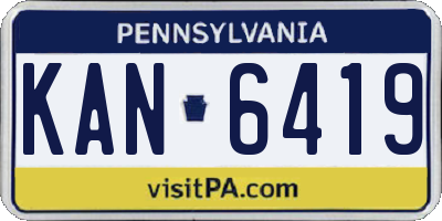 PA license plate KAN6419