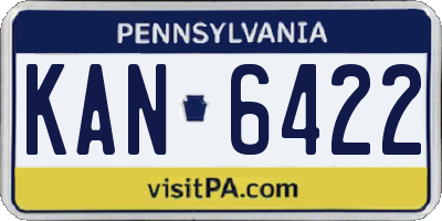 PA license plate KAN6422