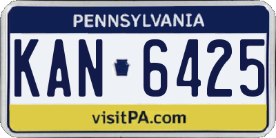 PA license plate KAN6425