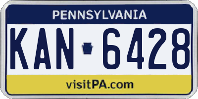 PA license plate KAN6428