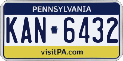 PA license plate KAN6432