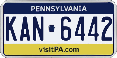 PA license plate KAN6442