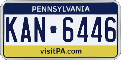 PA license plate KAN6446