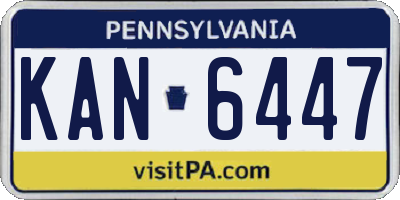PA license plate KAN6447