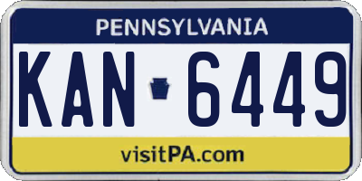 PA license plate KAN6449
