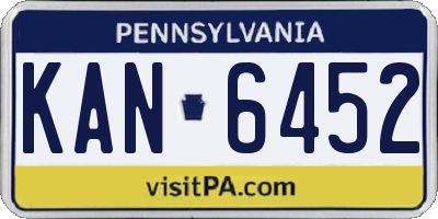 PA license plate KAN6452