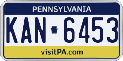 PA license plate KAN6453