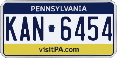 PA license plate KAN6454