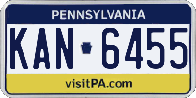 PA license plate KAN6455